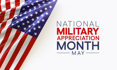 Military Appreciation Month (NMAM) is celebrated every year in May and is a declaration that encourages U.S. citizens to observe the month in a symbol of unity. 3D Rendering