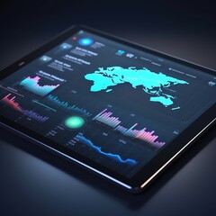 Digital tablet graphs and finance analytics for stock market, global investment and ui data. Online statistics on screen app as financial review, economy research and trading analysis. generative ai