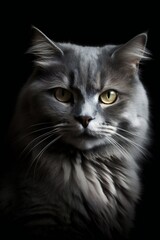 Fototapeta na wymiar AI generated portrait of a gray long haired cat