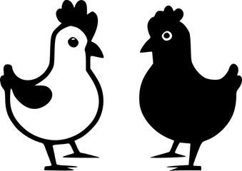 Chickens | Minimalist and Simple Silhouette - Vector illustration