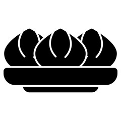 A flat design icon of dumpling
