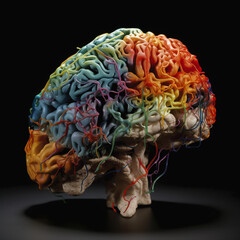 Human brain. The concept of creative, emotional and logical thinking. Generative AI