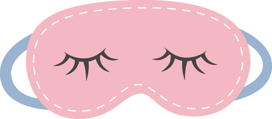Cute eye mask with lashes. Sleep or home accessories theme. Vector illustration in flat style isolated on white background. 