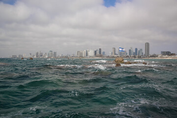 Naklejka premium Panoramic view of Tel Aviv, Israel - Independence day