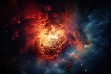 Fototapeta na wymiar The birth of a star in space, the birth and expansion of space, gas dust clouds of the nebula.
