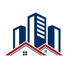 'M' Letter and real estate combination logo design 