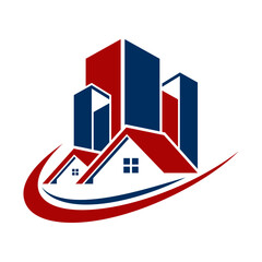 Real estate and house building apartment logo and icon design 