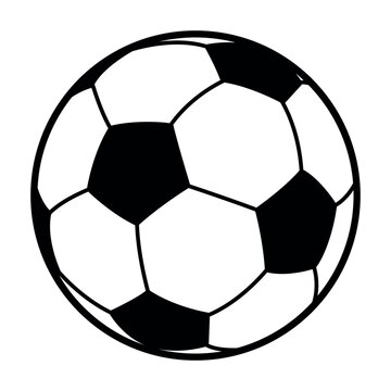 football ball - black and white vector silhouette symbol illustration of soccer ball, white background