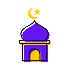 mosque dome building islamic icon button vector illustration