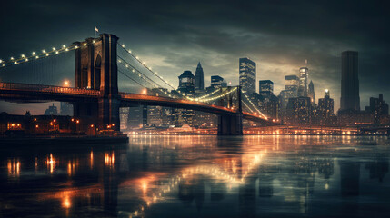 Fototapeta premium Brooklyn bridge. Breathtaking travel destination place. Generative AI