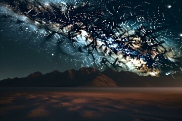Background with a nocturnal sky full of stars. Generative AI