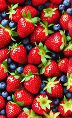Fototapeta premium strawberries and blueberries berry strawberries on branches delicious red fresh joy of summer wooden background