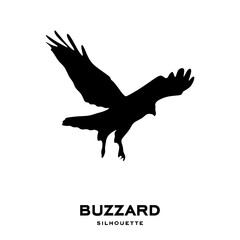 Buzzard bird silhouette isolated on white background. Common Buzzard icon. vector illustration