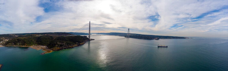 Fototapeta na wymiar Yavuz Sultan Selim bridge.3rd Bosphorus Bridge and Northern Marmara Motorway