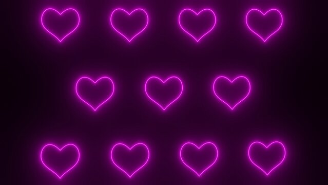 Love heart multiple shapes neon purple color