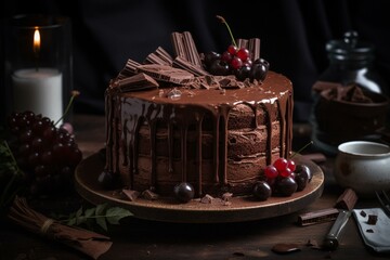 Fototapeta na wymiar Celebrate national day for the decadent chocolate cake! Indulge in the rich, moist, and chocolaty treat. Generative AI