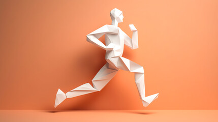 Fototapeta na wymiar Creative illustration with running man silhouette, generative AI.