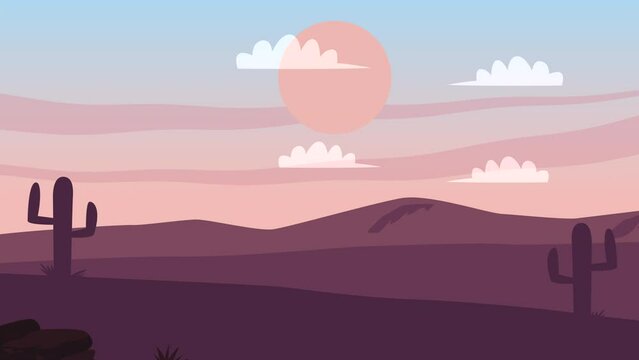 beauty landscape with cactus animation