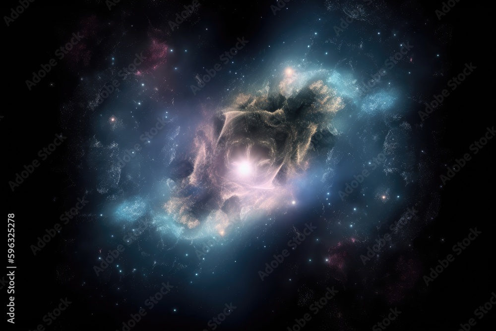 Wall mural galaxy nebula heart with a single shining star in the center, created with generative ai