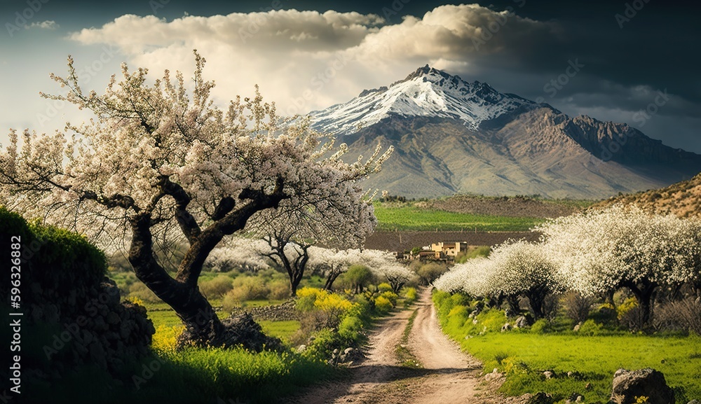 Poster scenery in sicily during spring generative ai