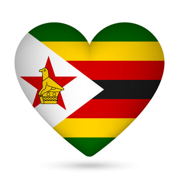 recommend clip art: Zimbabwe flag in heart shape. Vector illustration.