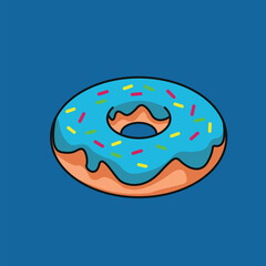 cartoon sweet donut with background and shadow
