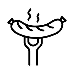 Barbecue and grill related symbols flat line icon. Outline sign for mobile concept and web design, store.