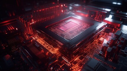 3d rendering of abstract technology concept background. Futuristic circuit board.Generative Ai