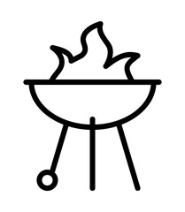 Barbecue and grill related symbols flat line icon. Outline sign for mobile concept and web design, store.
