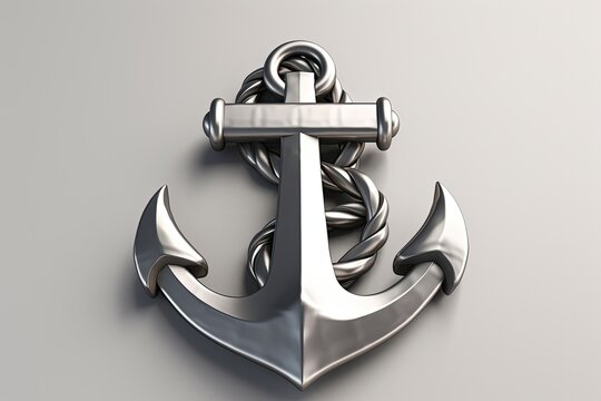 Ship anchor illustration, icon, logo, white background. Generative AI
