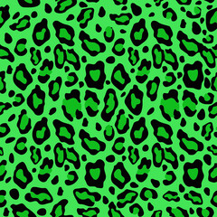 Seamless Green leopard texture pattern, Vector Green Cheetah print pattern animal skin abstract seamless - obrazy, fototapety, plakaty