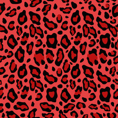 Seamless Red leopard texture pattern, Vector Red Cheetah print pattern animal skin abstract seamless