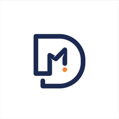 MD lettering logo minimalist modern vector design template