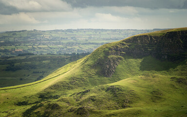 The Irish Mountains: Afternoon light on Knock Dhu in the Antrim Hills in County Antrim, Northern Ireland, uk