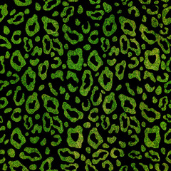 Seamless Green leopard print. Cheetah Green Skin, leopard fur, Metallic animal skin, Vector pattern, texture, background
