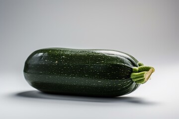 A solo zucchini on a blank, white background with sharp focus. Generative AI