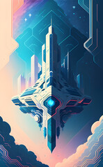 futuristic ship, futuristic construction, minimalistic wallpaper, by ai generative