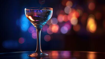 A glass of cocktail with glowing light background. generative ai