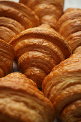 Fototapeta premium Fresh croissant background, close-up.