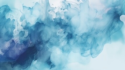 Abstract Watercolor shades blurry and defocused Cloudy Blue Sky Background, blurred and grainy Blue powder explosion, generative ai