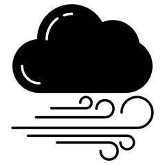 Editable design icon of windy cloud 