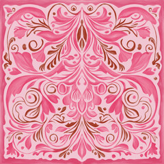 print design for handkerchief in pink