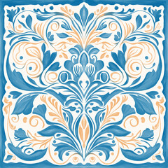 print design for handkerchief in blue