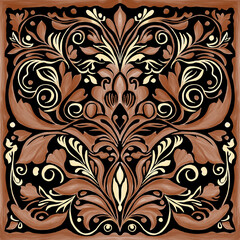 print design for handkerchief in black and brown