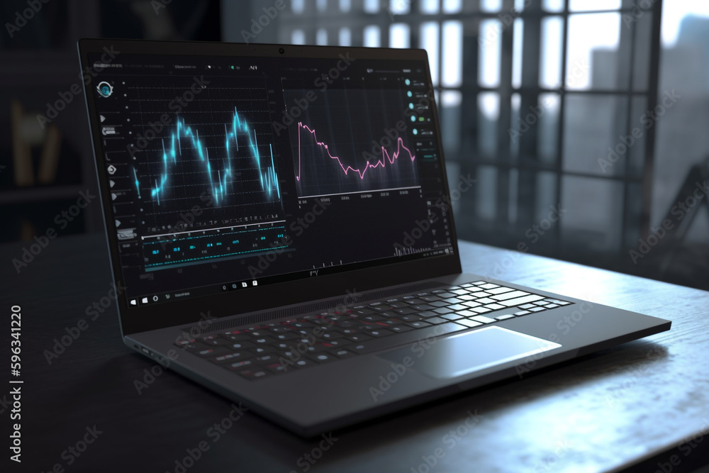 Aufkleber laptop with a data analytics dashboard, generative ai