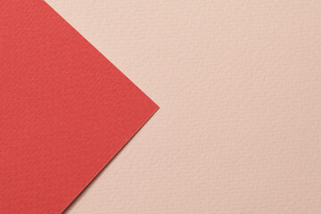 Fototapeta premium Rough kraft paper background, paper texture red beige colors. Mockup with copy space for text