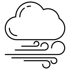 Editable design icon of windy cloud 