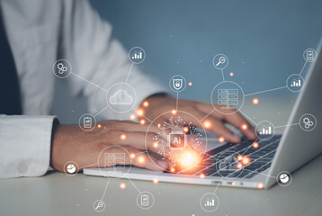 Digital transformation change management, internet of things. new technology bigdata and business process strategy, customer service management, cloud computing, smart industry.Ai technology.