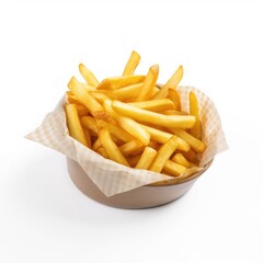French Fries Isolated on White .Generative AI