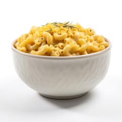 Macaroni and Cheese Isolated on White .Generative AI